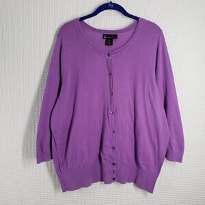Lane Bryant Cardigan Sweater Womens 18/20 Pastel Purple 3/4 Sleeve Button-Up